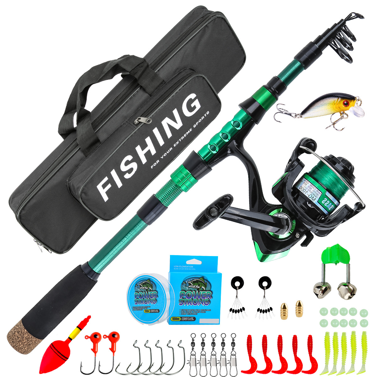 1.8 Meters Green Carbon Fiber  - đánh giá và giá Fishing Equipment Kit